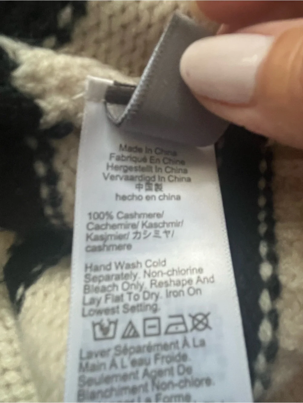 J. Crew 100% Cashmere Cream and Black Striped Rollneck Cropped Sweater Size S